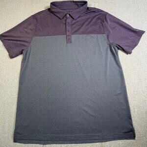 Matte Grey Men L Gray Maroon Performance Short Sleeve Polo Casual  Golf Shirt
